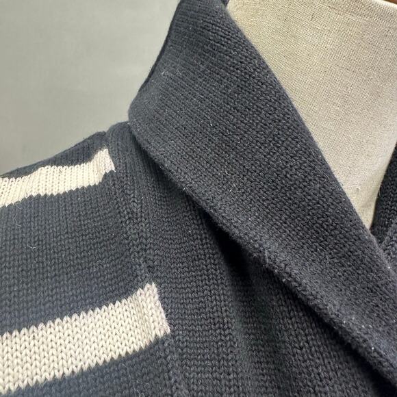 Lauren Ralph Lauren navy & white striped shawl collar sweater size medium - Picture 10 of 15